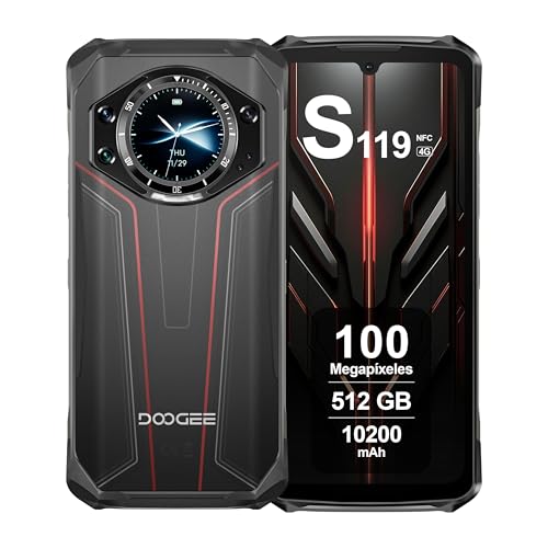 DOOGEE S119 Outdoor Handy 4G Android 14, 24GB RAM + 512GB ROM, 10200mAh Akku, Display 6.72 Zoll FHD+ IPS, AI Kamera 100MP, Octa-Core, Dual SIM, NFC, Outdoor Smartphone Ohne Vertrag, 2025, Rot DOOGEE S119 Outdoor Handy 4G Android 14, 24GB RAM + 512GB ROM, 10200mAh Akku, Display 6.72 Zoll FHD+ IPS, AI Kamera 100MP, Octa-Core, Dual SIM, NFC, Outdoor Smartphone Ohne Vertrag, 2025, Rot von DOOGEE