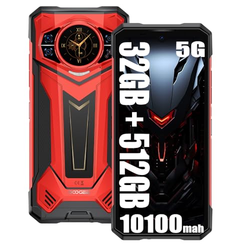 DOOGEE S200 Plus 5G Outdoor Simlockfreie Handys (2025), 1.32" AMOLED Heckdisplay, 32GB + 512GB, 10100mAh/33W, Rugged 4G Smartphone Ohne Vertrag, 100MP + 20MP+ 20MP, 6,72 pollici FHD+ (Rot) von DOOGEE