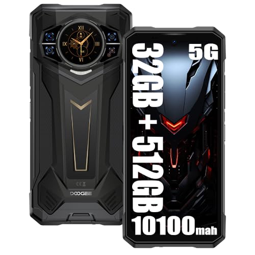 DOOGEE S200 Plus 5G Outdoor Simlockfreie Handys (2025), 1.32" AMOLED Heckdisplay, 32GB + 512GB, 10100mAh/33W, Rugged 4G Smartphone Ohne Vertrag, 100MP + 20MP+ 20MP, 6,72 pollici FHD+ (Schwarz) von DOOGEE