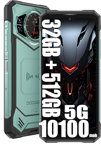 DOOGEE S200 X 5G Simlockfreie Handys (2025), 32GB + 512GB, 10100mAh/33W, Rugged 4G Smartphone Ohne Vertrag, 100MP + 20MP (Vision Nocturne) + 20MP, Android 14 6,72 pollici AMOLED FHD+, NFC (Grün) von DOOGEE
