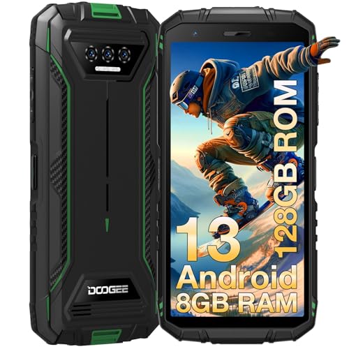 DOOGEE S41 Plus(2024) Outdoor Handy Ohne Vertrag 8GB+128GB/1TB Erweiterbar Octa Core 6300mAh Android 13 Outdoor Smartphone 13MP+8MP 5.5" HD+ Baustellenhandy 4G Dual SIM IP68/NFC/OTG/GPS/Face ID Grün von DOOGEE