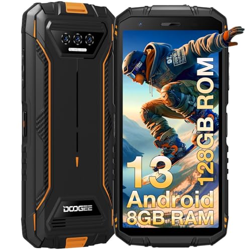 DOOGEE S41 Plus(2024) Outdoor Handy Ohne Vertrag 8GB+128GB/1TB Erweiterbar Octa Core 6300mAh Android 13 Outdoor Smartphone 13MP+8MP 5.5" HD+ Baustellenhandy 4G Dual SIM IP68/NFC/OTG/GPS/Face ID von DOOGEE