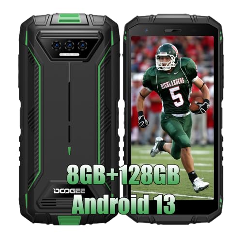 DOOGEE S41 Plus Outdoor Unlocked Smartphone Ohne Vertrag 2024, 8GB + 128GB 1T-Erweiterung, 13MP Kamera + 8MP, 5.5 Zoll, 6300mAh Akku, NFC Simlockfreie Handys 4G Rugged Phones Face ID Grün von DOOGEE