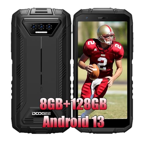 DOOGEE S41 Plus Outdoor Unlocked Smartphone Ohne Vertrag 2024, 8GB + 128GB 1T-Erweiterung, 13MP Kamera + 8MP, 5.5 Zoll, 6300mAh Akku, NFC Simlockfreie Handys 4G Rugged Phones Face ID Schwarz von DOOGEE