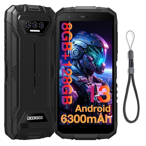 DOOGEE S41 Plus Robustes Smartphone 2024, 8 GB RAM + 128 GB ROM/TF 1 TB Robustes Telefon, 6300 mAh-Mobiltelefone, 5,5-Zoll-HD+-Bildschirm Android 13-Telefon, IP68 wasserdichtes Telefon entsperrt von DOOGEE