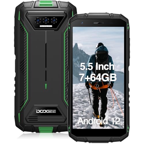 DOOGEE S41 Pro Outdoor Handy Ohne Vertrag mit 7 GB RAM und 64 GB ROM/1 TB TF, 6300 mAh, 5.5 Zoll HD Display, 4G Dual SIM, Outdoor Smartphone 13 MP Kamera, Android 12, IP68 Smartphone, NFC, Grün von DOOGEE