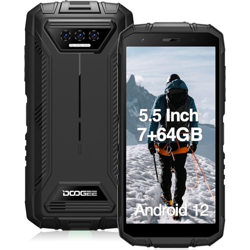 DOOGEE S41 Pro Outdoor Handy Ohne Vertrag mit 7 GB RAM und 64 GB ROM/1 TB TF, 6300 mAh, 5.5 Zoll HD Display, 4G Dual SIM, Outdoor Smartphone 13 MP Kamera, Android 12, IP68 Smartphone, NFC, Schwarz von DOOGEE