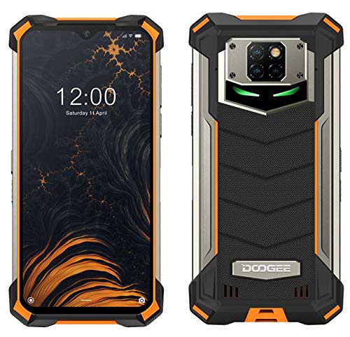 DOOGEE S88 PRO 10000mAh Akku Outdoor Smartphone Ohne Vertrag, Octa-Core 6GB+128GB Android 10, 21MP Quad-Kamera, 6,3-Zoll-FHD + Corning Gorilla-Glas, Drahtlose Rückladung, IP68 Robustes Handy Orange von DOOGEE