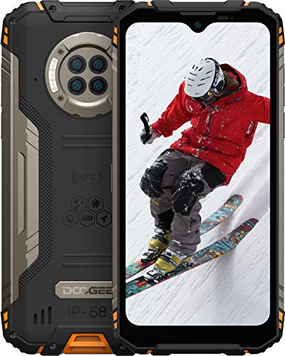 DOOGEE S96 PRO IR Nachtsicht Outdoor Smartphone ohne Vertrag, Helio G90 Octa Core 8GB RAM 128GB ROM, 48MP Quad-Kamera (20MP Infrarot), 6,22'' IP68-Handy 6350mAh Akku(Kabellose Ladung) NFC Orange von DOOGEE