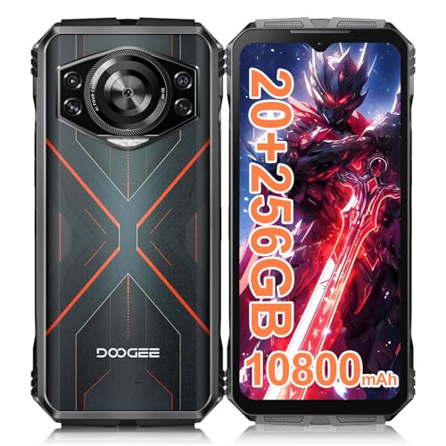 DOOGEE S Cyber Android 14 Outdoor Handy 10800mAh, 20GB(8+12)+256GB Outdoor Smartphone ohne Vertrag 6.6'' FHD+ Octa-Core 50MP+16MP Wasserdicht Baustellenhandy, 4G Dual SIM/IP68/OTG/NFC/GPS 2024 von DOOGEE
