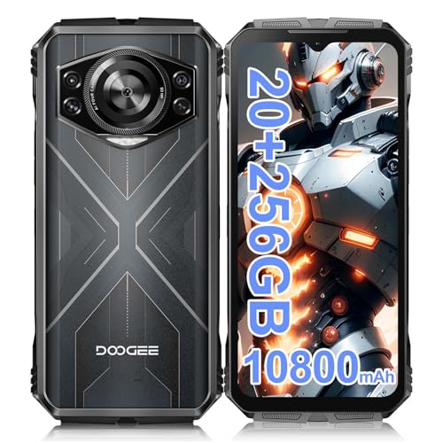 DOOGEE S Cyber Outdoor Handy ohne Vertrag Android 14 20GB(8+12)/256GB,10800mAh, 50MP+16MP Outdoor Smartphone 6.6'' FHD+ Octa-Core IP68 Wasserdicht Baustellenhandy 4G Dual SIM/IP68/OTG/NFC/GPS 2024 von DOOGEE