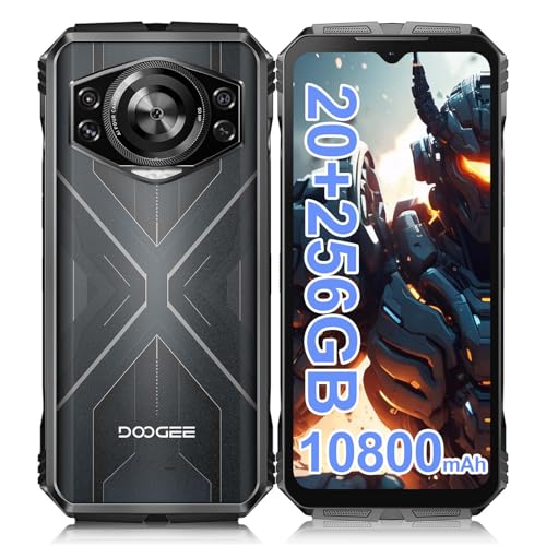 DOOGEE S Cyber Outdoor Smartphone Android 14, 20GB(8+12)/256GB,10800mAh, 6.58'' FHD+ Outdoor Handy ohne Vertrag 50MP+16MP Octa-Core Baustellenhandy, 4G Dual SIM/IP68 Wasserdicht/OTG/NFC/GPS 2024 von DOOGEE