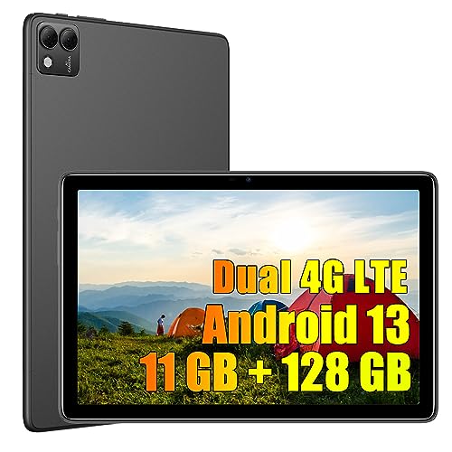 DOOGEE T10S Tablet (2023), 11GB RAM + 128GB ROM (TF 1TB) Octa-Core, Akku 6600mAh, 10.1 Pollici TÜV SÜD, Dual 4G LTE/SIM, Kamera 8MP + 5MP, Android 13, GPS Gesichts-ID OTG Widevine L1 Schwarz von DOOGEE