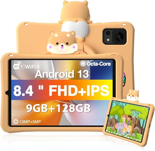 DOOGEE T20 Mini Kid Tablet für Kinder 8.4 Zoll 9GB RAM+128GB ROM Android 13 Kinder Tablet Dual 4G, 5G WiFi, 5060mAh Akku, kindertablet mit Abnehmbare Kinderschutzhülle aus Silikon von 6 bis 12 Jahren von DOOGEE
