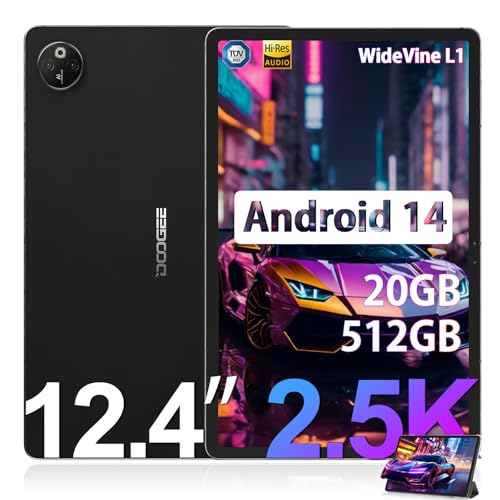 DOOGEE T30 MAX Tablet 12 Zoll Android 14, 2.5K IPS Tablets, 20(8+12) GB RAM 512GB ROM (2TB TF), 10800mAh/33W Tablet PC, Helio G99 Octa-Core, 2.2GHz, 2560x1600, 50+20MP, Widevine L1, Face Unlock von DOOGEE