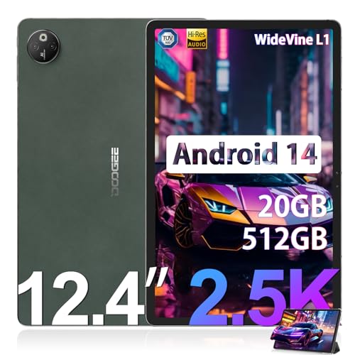 DOOGEE T30 MAX Tablet 12 Zoll Android 14, 2.5K IPS Tablet, 20(8+12) GB RAM 512GB ROM (2TB TF), 10800mAh/33W Tablet PC, Helio G99 Octa-Core, 2.2GHz, 2560x1600, 50+20MP, Widevine L1, Face Unlock, Grün von DOOGEE