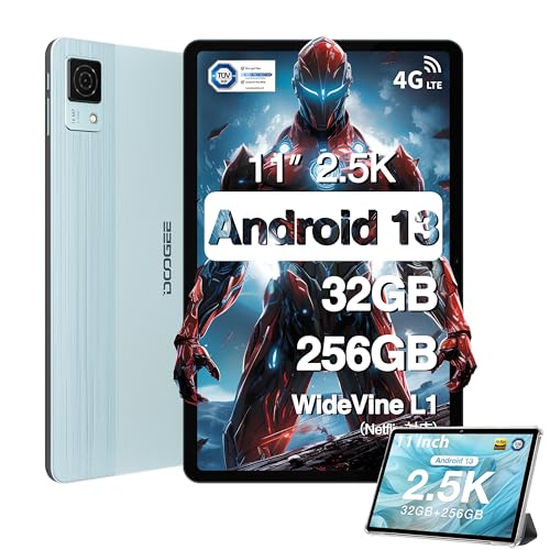 DOOGEE T30 Ultra Tablet 11 Inch 2.5K Display Helio G99 Octa-Core 2.2GHz, 32(12+20) GB RAM 256GB ROM (2TB TF), 8580mAh/18W, 2560x1600 FHD+, 16+8MP & TÜV & 2.4G/5G WiFi, Android 13, Widevine L1, Blau von DOOGEE