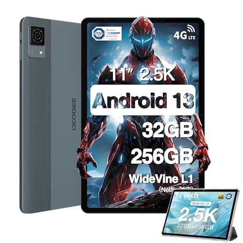 DOOGEE T30 Ultra Tablet 11 Zoll 2.5K Display Helio G99 Octa-Core 2.2GHz, 32(12+20) GB RAM 256GB ROM (2TB TF), 8580mAh/18W, 2560x1600 FHD+, 16+8MP & TÜV & 2.4G/5G WiFi, Android 13, Widevine L1, Grau von DOOGEE