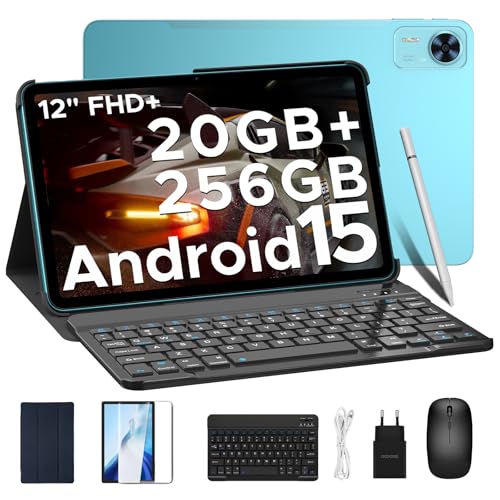 DOOGEE T36 Android 15 Tablet 12 Zoll – 2025 Neues Tablet mit Tastatur, 20 GB + 256 GB/2 TB Tablet mit SIM Card Slot, 4G LTE, 8800 mAh, 90 Hz Octa-Core Gaming Tablet, Tablet mit Stift/Maus/Hülle von DOOGEE