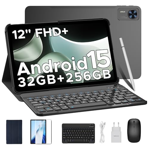 DOOGEE T36 Android 15 Tablet 12 Zoll 32GB RAM +256GB(2TB) 8800mAh Gaming Tablet Android mit Tastatur, Maus, Stift, Hülle und Schutzfolie Widevine L1/ 13MP+8M/ Dual 4G LTE + 5G WiFi/FaceID/GPS/OTG von DOOGEE
