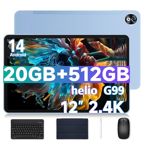 DOOGEE T40 PRO Tablet mit Tastatur, 20GB RAM +512GB ROM(2TB TF), Tablet 12 Zoll Helio G99, 10800mAh Akku Android 14, 4G LTE, 2.4K,16MP, 4G Dual SIM von DOOGEE