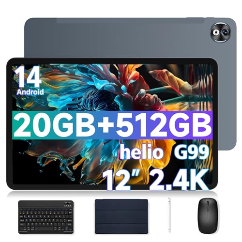 DOOGEE T40 PRO Tablet mit Tastatur, 20GB RAM +512GB ROM(2TB TF), Tablet 12 Zoll Helio G99,10800mAh Akku Android 14 LTE, 2.4K Android Tablet mit Stift 16MP 4G Dual SIM von DOOGEE