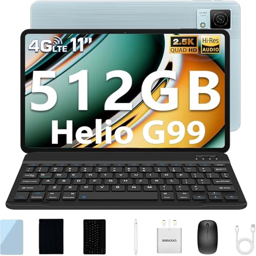 DOOGEE T40 Tablet mit Tastatur und Stift Android 14 Tablet 11 Zoll Helio G99 Tablet PC, 20GB RAM+512GB ROM(2TB TF), 2.5K Display Gaming Tablet LTE, 8580mAh Akku, 16MP, Drawing Tablet mit SIM Karte von DOOGEE