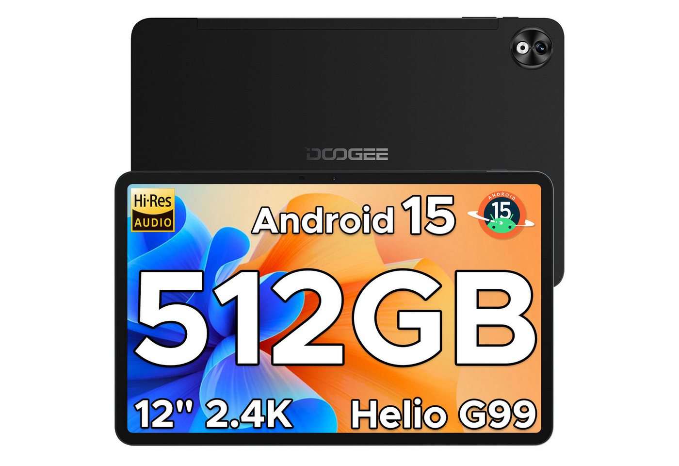DOOGEE T40PRO 12 zoll Android 15 Tablet (12", 512 GB, Android 15, 20(8+12)GB RAM, 10800mAh, 8MP+16MP, OTG/FM/Face Unlock) von DOOGEE