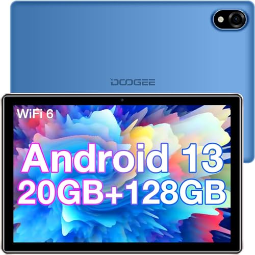 DOOGEE U10 PRO Tablet 10 Zoll Android 13 Tablet PC, 20 GB RAM 128 GB ROM (TF 1 TB), 5060 mAh Akku, Kinder Tablet HD, 8 MP Kamera, 3.5 mm Klinkenkopfhörer/BT 5.0/WiFi6/OTG,TÜV Eye Protection, Blau von DOOGEE