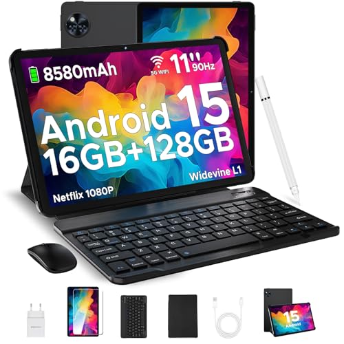 DOOGEE U11 2025 Neueste Android 15 Tablet 11 Zoll 16GB+128GB (2TB TF) Widevine L1 Gaming Tablets, 8580mAh, Octa-Core, 2.4G+5G WiFi, 13MP+5MP, Tablet mit Tastatur, Maus, Stift, Hülle und Schutzfolie von DOOGEE