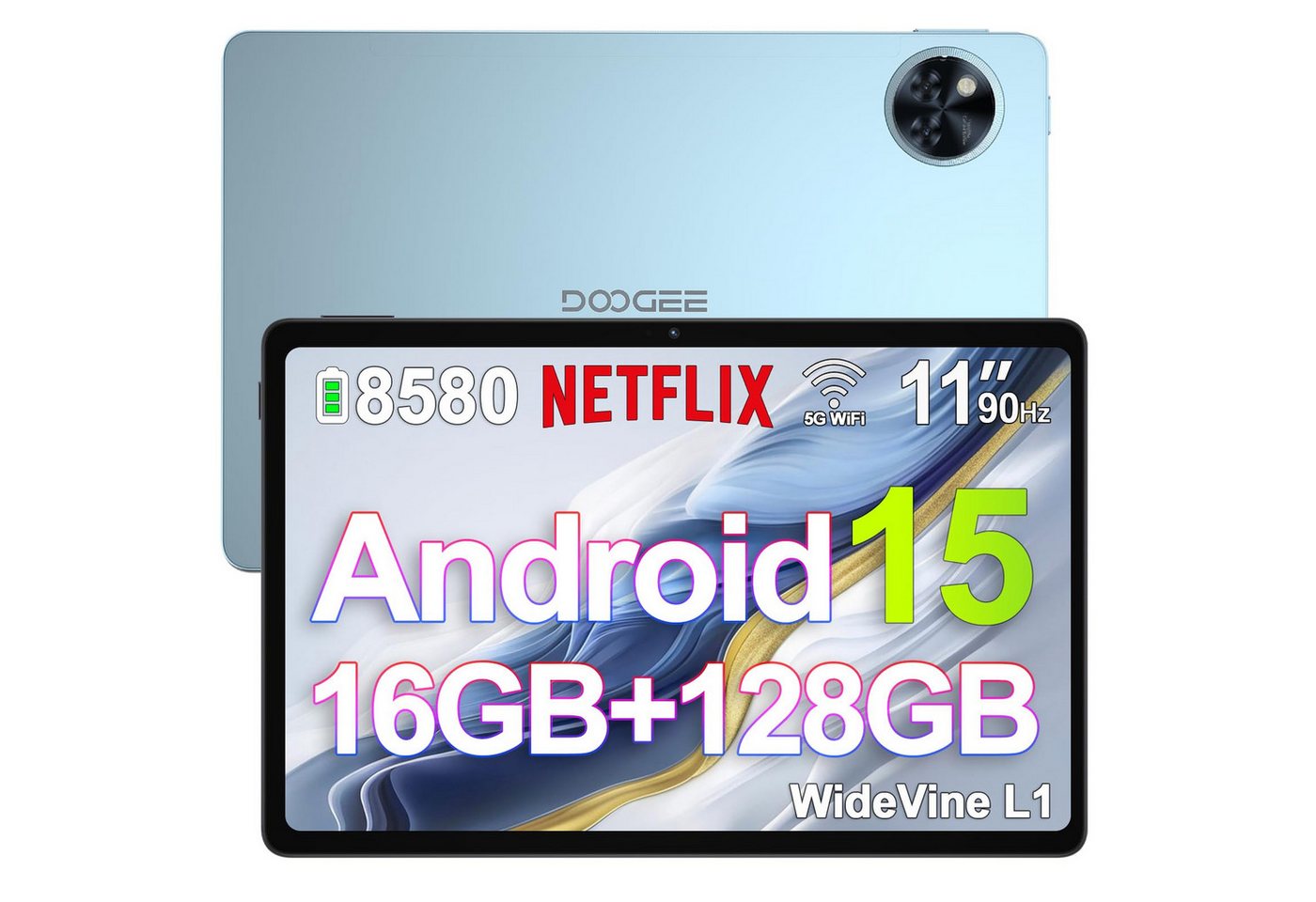 DOOGEE U11 Android 15 Tablet 11 Zoll 16GB RAM +128GB ROM (2TB TF) 8580mAh Tablet (128 GB) von DOOGEE