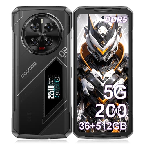 DOOGEE V40 PRO Outdoor Handy Ohne Vertrag 5G mit 1.47" Rear Screen - MediaTek Dimensity 7300 Android 14 Handy, 36GB RAM + 512GB ROM Outdoor Smartphone, 6.78” FHD+ 120Hz, 200MP, 8680mAh Baustellenhandy von DOOGEE