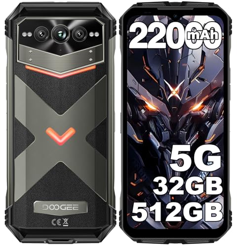 DOOGEE VMAXPRO 5G Outdoor Handy 512 GB/TF 2TB + 32GB 22000mAh(33W) Android 14 Outdoor Smartphone 6,58'' FHD+120Hz, 108MP+16MP+20MP Nachtsichtkamera, IP68/IP69K Baustellenhandy/WiFi 6/NFC/Fingerabdruck von DOOGEE