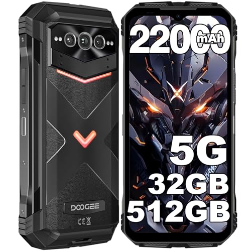 DOOGEE VMAXPRO 5G Outdoor Handy 512 GB/TF 2TB + 32GB 22000mAh(33W) Android 14 Outdoor Smartphone 6,58'' FHD+120Hz, 108MP+16MP+20MP Nachtsichtkamera, IP68/IP69K Baustellenhandy/WiFi 6/NFC/Fingerabdruck von DOOGEE