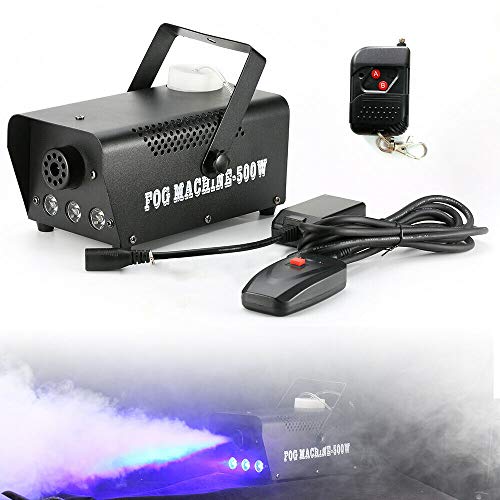Nebelmaschine,500W Rauchmaschine 3 LED RGB Lichteffekt Mini Nebelmaschine mit kabelgebundenen und Funkfernbedienungen für DJ Disco Party, Hochzeit, Halloween, Weihnachten von DOPBENT