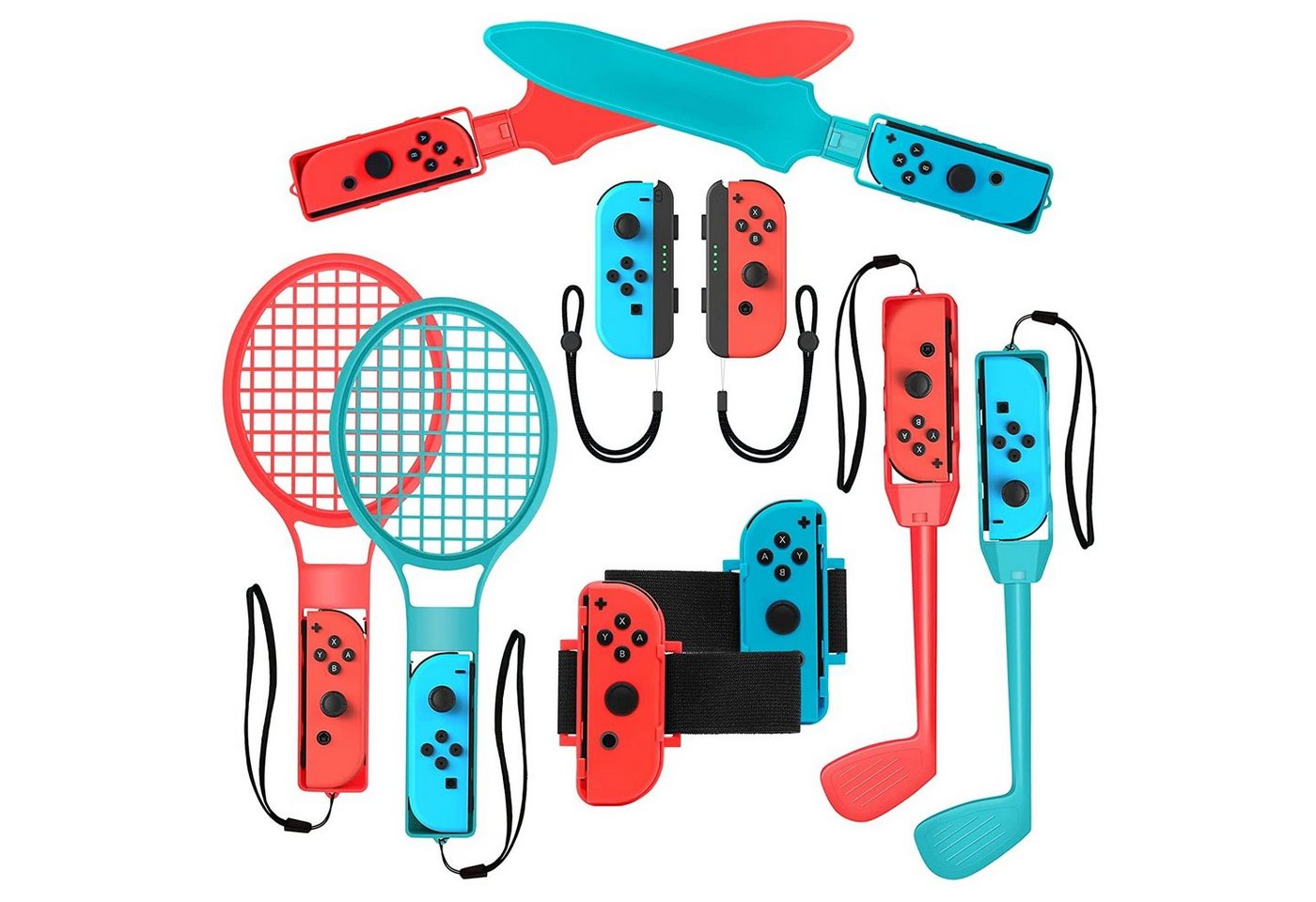 DOPWii 10-in-1 Switch Spiele Zubehör Sets für Kinder Nintendo Switch Sports Controller (10 St) von DOPWii