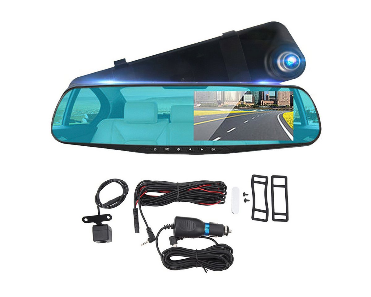 DOPWii Full HD Spiegel Dashcam mit Rückfahrkamera – Nachtsicht, Loop-Aufnahme Dashcam (4,3 Zoll Display,170°Vorne,120° Hinten,1080P Dual-Kamera & Parkmonitor) von DOPWii