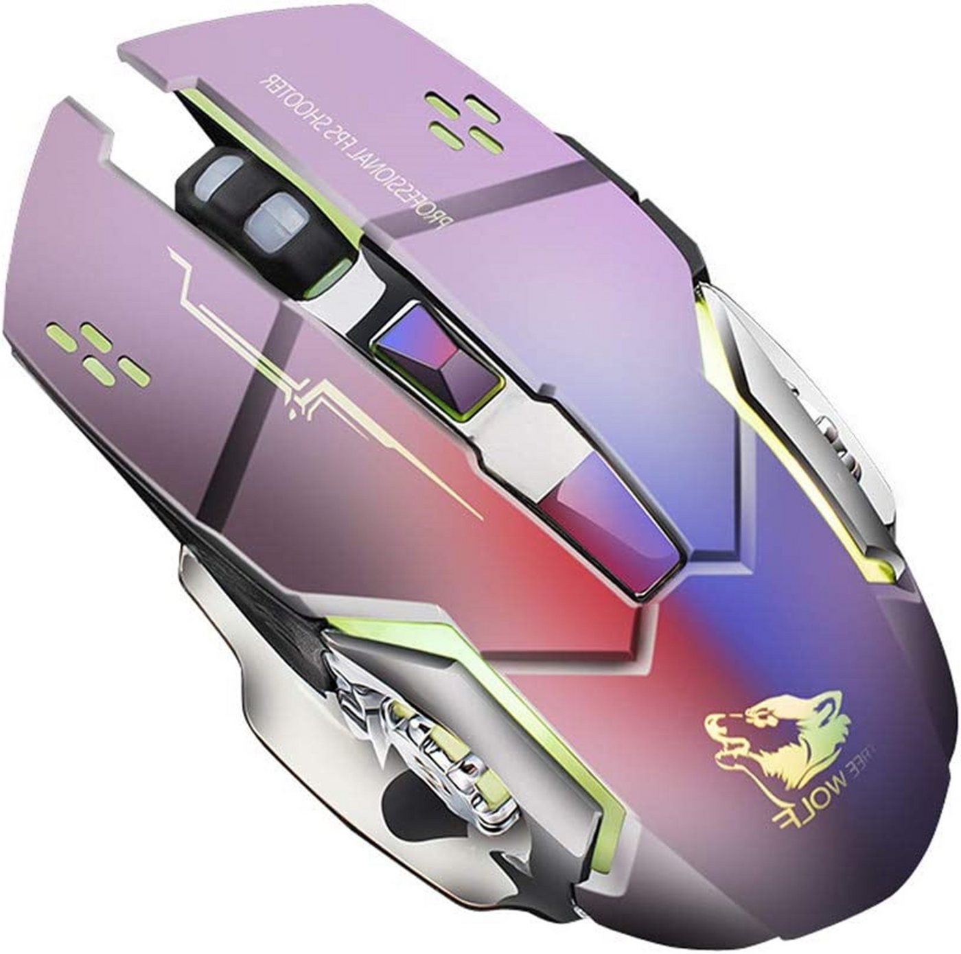 DOPWii Gaming-Maus, USB, 7 Farben mit LEDs,Grau Gaming-Maus von DOPWii