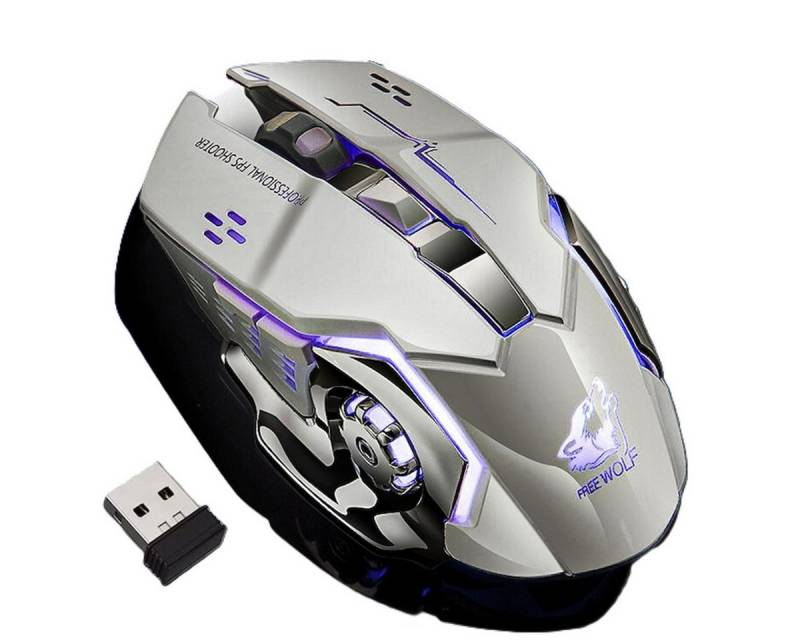 DOPWii Gaming-Maus,mit 7 Farben LEDs,Wireless Maus,mit 2.4G USB-Empfänger Maus (3 Einstellbare DPI,6 Tasten,Keine Bluetooth-Verbindung unterstützt) von DOPWii