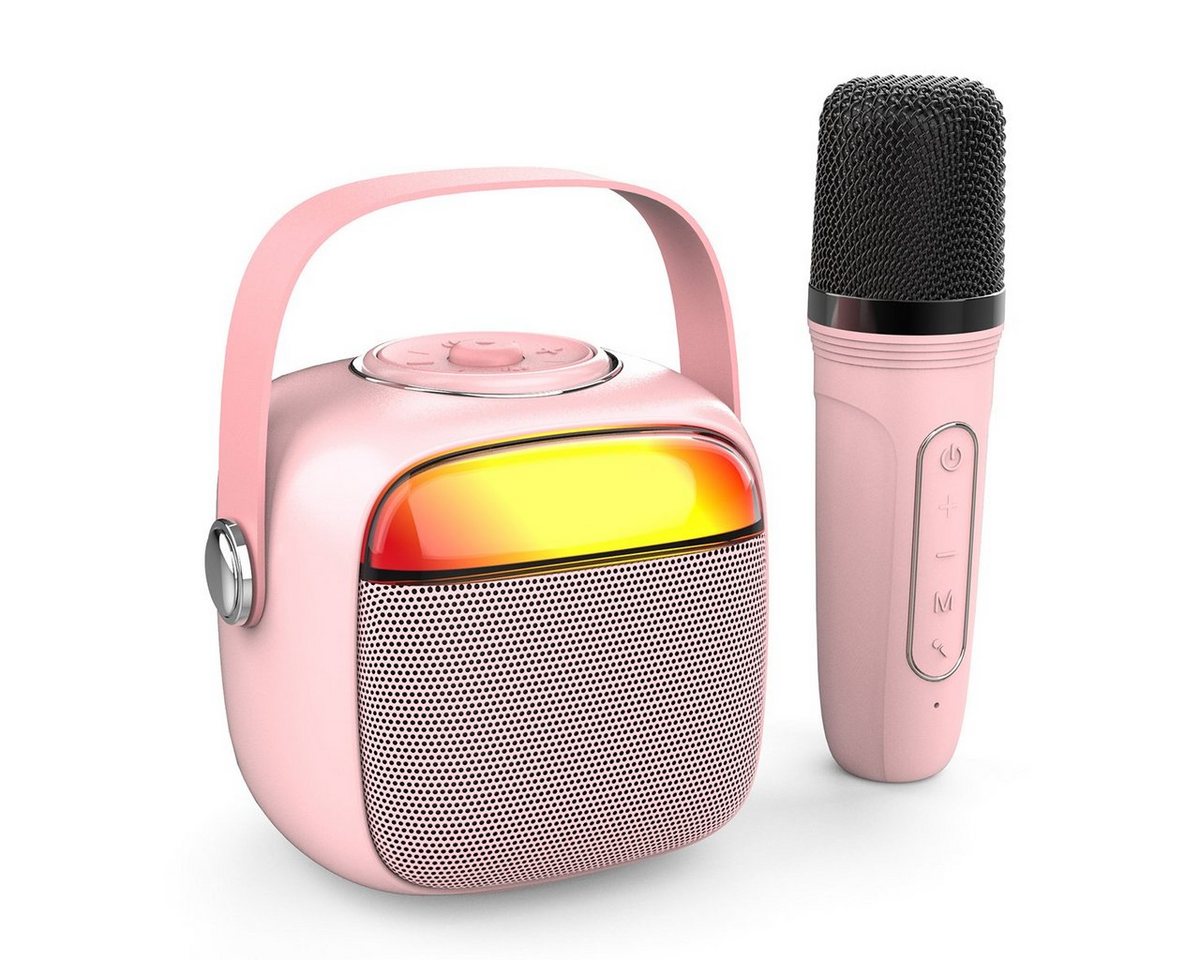 DOPWii Kabelloser Bluetooth-Lautsprecher, Mini-Karaokemaschine Karaoke-Maschine (mit Mikrofon, Pink/Schwarz) von DOPWii