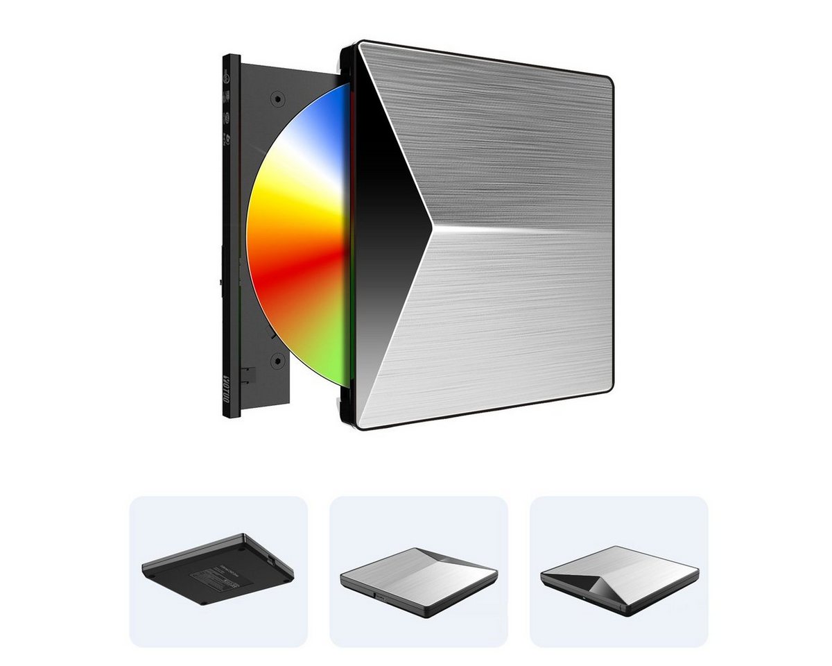 DOPWii Tragbarer DVD-Recorder, dünnes und leichtes Design, stoßfest DVD-Brenner (für Windows98/SE/ME/2000/XP/VISTA/Win 7/WIN8/WIN10) von DOPWii
