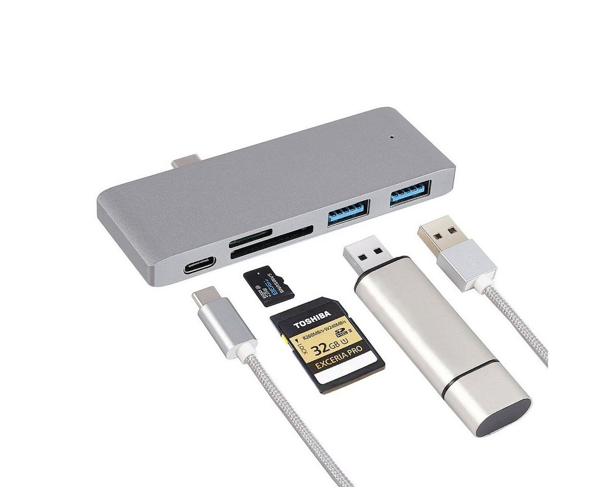 DOPWii Tragbarer Hub, Plug-and-Play für MacBook-Tablets Adapter, Unterstützt PD/USB3.0/SD/TF von DOPWii