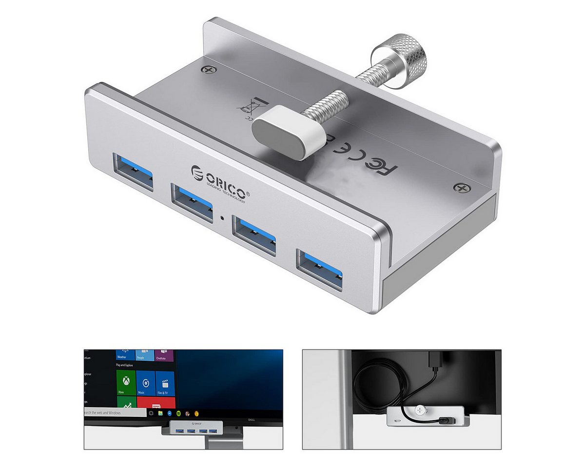 DOPWii USB 3.0 Hub 4-Port, Aluminium Adapter mit extra Stromanschluss Adapter, für Desktop PCs, MacBooks von DOPWii