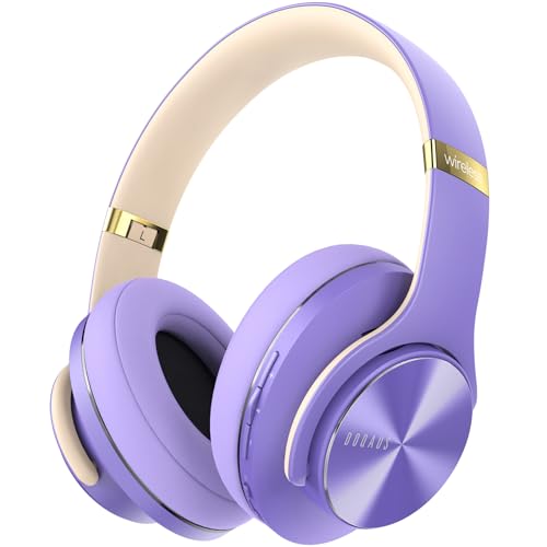 DOQAUS Bluetooth Kopfhörer Over Ear,Bis zu 90 Std Kabellose Kopfhörer mit 3 EQ-Modi, HiFi Stereo Faltbare Headset mit Mikrofon, weiche Ohrpolster für iPhone/ipad/Android/Laptops-Lila von DOQAUS