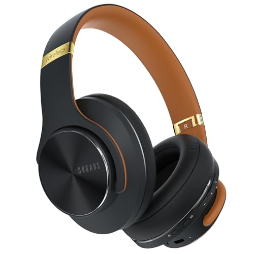 DOQAUS Bluetooth Kopfhörer Over Ear, [Bis zu 90 Std] Kabellose Kopfhörer mit 3 EQ-Modi, HiFi Stereo Faltbare Headset mit Mikrofon, weiche Ohrpolster für iPhone/ipad/Android/Laptops-Nachtschwarz von DOQAUS