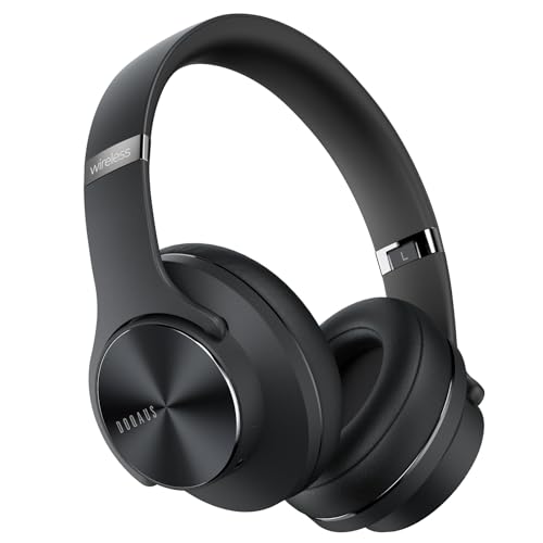 DOQAUS Bluetooth Kopfhörer Over Ear,90 Std Kopfhörer Kabellos Bluetooth mit 3 EQ-Modi HiFi Stereo Faltbare Headset mit Mikrofon weiche Ohrpolster Wireless Kopfhörer für Handys/iPad/Laptops/PC-Schwarz von DOQAUS