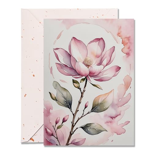 DORADUBO Grußkarten mit Umschlag, blanko, 12,7 x 17,8 cm, elegante Aquarell-Magnolien-Karten – Geburtstag, Dankeschön, Beileid, alle Anlässe, wischfester Karton DORADUBO Grußkarten mit Umschlag, blanko, 12,7 x 17,8 cm, elegante Aquarell-Magnolien-Karten – Geburtstag, Dankeschön, Beileid, alle Anlässe, wischfester Karton von DORADUBO