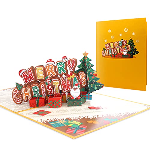 DORART 3D Weihnachtskarten 3D pop up Karte, Grußkarte mit Umschlag, Bestes Geschenk für Weihnachten, Frohe Weihnachten, Chrismas Geschenkkarte (Merry Christmas) von DORART