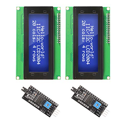 2PCS IIC I2C TWI Serieller LCD 2004 20x4 Blaues Hintergrundbeleuchtungsmodul mit I2C-Schnittstellenadapter Kompatibel mit Raspberry Pi von DORHEA