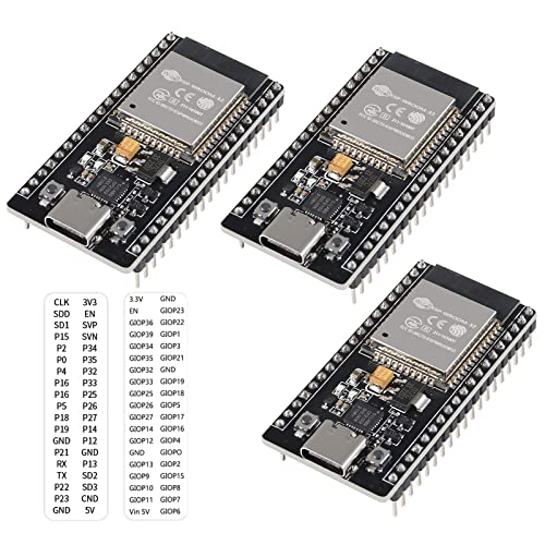 3 STÜCKE ESP32 Entwicklungsboard WiFi + Bluetooth Mikrocontroller Dual Cores ESP-32 ESP-32S Board ESP-WROOM-32 38Pin schmale Version 2 in 1 Dual Core Low Power Consumption ESP-32S Typ C von DORHEA